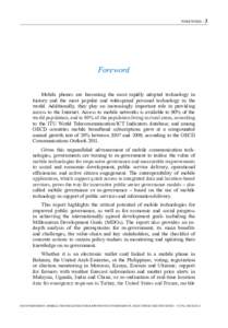 Digital divide / International Telecommunication Union / United Nations Development Group / E-Government / Governance / Organisation for Economic Co-operation and Development / United Nations Department of Economic and Social Affairs / Mobile phone / Millennium Development Goals / United Nations / Technology / Development