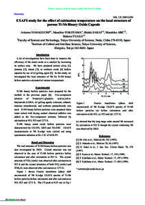 Photon Factory Activity Report 2002 #20 Part BChemistry 10B, 12C/2001G298  EXAFS study for the effect of calcination temperature on the local structure of