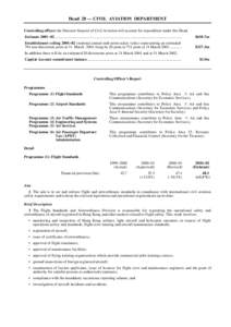 Head 28 — CIVIL AVIATION DEPARTMENT Controlling officer: the Director-General of Civil Aviation will account for expenditure under this Head. Estimate 2001−02 .........................................................