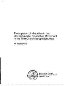 Participation of Minorities in the Developmental Disabilities Movement in the Twin cities Metro Area