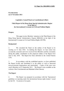 LC Paper No. CB[removed])  For discussion on 21 November 2011 Legislative Council Panel on Constitutional Affairs Third Report of the Hong Kong Special Administrative Region