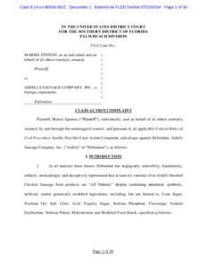 Case 9:14-cv[removed]WJZ Document 1 Entered on FLSD Docket[removed]Page 1 of 30  IN THE UNITED STATES DISTRICT COURT FOR THE SOUTHERN DISTRICT OF FLORIDA PALM BEACH DIVISION Civil Case No.: