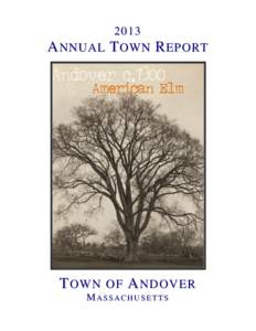 2013 ANNUAL TOWN REPORT  TOWN OF ANDOVER