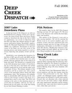 DEEP CREEK DISPATCH ➠ 2007 Lake Drawdown Plans