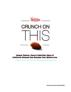 CRUNCH ON  THIS Unique Texture, Flavor & Nutrition Value of California Almonds Can Sweeten Your Bottom Line