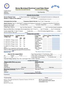 M Berea Municipal Electrical Load Data Sheet Please Attach Two Copies of Site Plan Please be as specific as possible