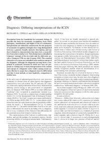 Diagnosis: Differing interpretations of the ICZN RICHARD L. CIFELLI and ZOFIA KIELAN−JAWOROWSKA Description forms the foundation for systematic biology. It