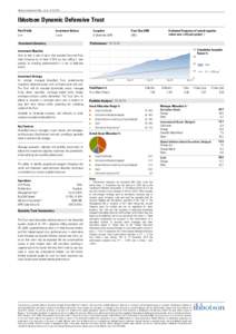 Ibbotson Investment Profile | As at: Ibbotson Dynamic Defensive Trust Risk Profile Low