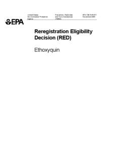 US EPA: Pesticides - Ethoxyquin Reregistration Eligibility Decision (RED)