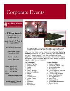 Corporate Events  A V Party Rentals Everything From Teaspoons To Tents—Since 1968