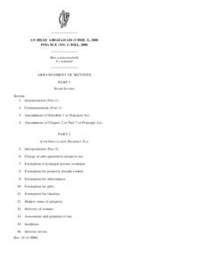 ———————— AN BILLE AIRGEADAIS (UIMH. 2), 2000 FINANCE (NO. 2) BILL, 2000 ———————— Mar a tionscnaı´odh As initiated