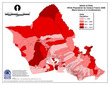 Island of Oahu White Population by Census Tracts: 2000 (Race Alone or in Combination[removed]%
