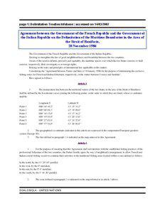 page 1| Delimitation Treaties Infobase | accessed on[removed]Agreement between the Government of the French Republic and the Government of