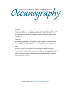 Oceanography The Official Magazine of the Oceanography Society CITATION Lee, S.H., C.P. McRoy, H.M. Joo, R. Gradinger, X. Cui, M.S. Yun, K.H. Chung, S.-H. Kang, C.-K. Kang, E.J. Choy, S. Son, E. Carmack, and T.E. Whitled