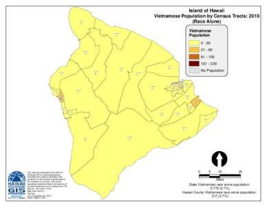 Island of Hawaii Vietnamese Population by Census Tracts: 2010 (Race Alone) CT 218 3