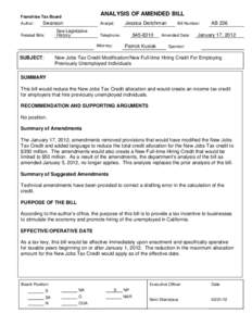 New Jobs Tax Credit Modification/New Full-time Hiring Credit For Employing Previously Unemployed Individuals