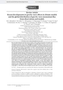 Quarterly Journal of the Royal Meteorological Society  Q. J. R. Meteorol. Soc. 136: 1103–1124, July 2010 Part A Review Article Recent developments in gravity-wave effects in climate models