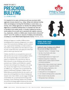 PARENT TIP SHEET 2  Canada’s authority on research and resources for bullying prevention