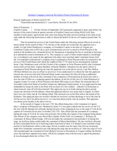 Southern Campaign American Revolution Pension Statements & Rosters Pension Application of Wallis Estill S1759 VA Transcribed and annotated by C. Leon Harris. Revised 18 Jan[removed]State of Tennessee } Franklin County