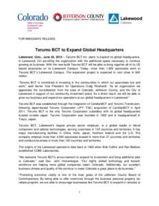 Microsoft Word - Terumo BCT Press Release Final[removed]doc