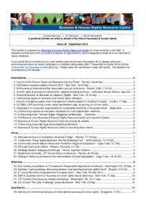 On the Horizon ▪ A l’Horizon ▪ En el Horizonte A practical bulletin on what is ahead in the field of business & human rights Issue 32 - September 2013 This bulletin is prepared by Business & Human Rights Resource C