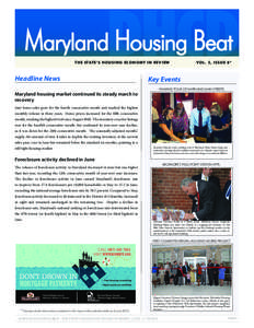 DHCD  Maryland Housing Beat THE STATE’S HOUSING ECONOMY IN RE VIEW