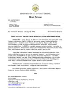 Microsoft Word - Attorney General Press Release[removed]re CSEA System Mainframe Down.doc