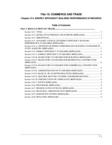 Title 10: COMMERCE AND TRADE Chapter 214: ENERGY EFFICIENCY BUILDING PERFORMANCE STANDARDS Table of Contents Part 3. REGULATION OF TRADE........................................................................ Section 141