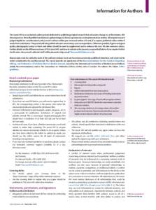 Information for Authors  The Lancet HIV is an exclusively online journal dedicated to publishing original research that advocates change in, or illuminates, HIV clinical practice. We will publish translational, epidemiol