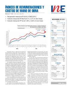 ÍNDICES DE REMUNERACIONES Y COSTOS DE MANO DE OBRA Edición nº de enero de 2012 Recuperación mensual de IR (0,4%) e ICMO (0,5%) Variación mensual del IR Real fue 0,1% y 2,1% en doce meses