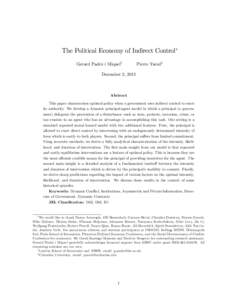 The Political Economy of Indirect Control Gerard Padró i Miquely Pierre Yaredz  December 2, 2011