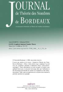 Aneesh KARVE et Sebastian PAULI GiANT: Graphical Algebraic Number Theory Tome 18, no), p. <http://jtnb.cedram.org/item?id=JTNB_2006__18_3_721_0>  © Université Bordeaux 1, 2006, tous droits réservés.