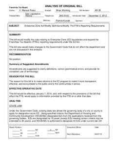 Enterprise Zone Act/Modify Definitions/Modify The FTB’s Reporting Requirements