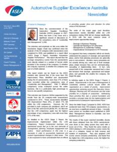 Automotive Supplier Excellence Australia Newsletter Director’s Message Volume 4, Issue #03 June, 2012