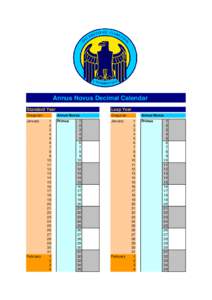 Annus Novus Decimal Calendar Standard Year Gregorian January  February