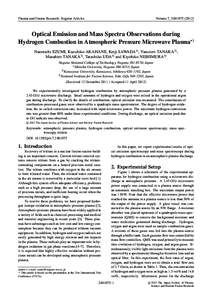 Plasma and Fusion Research: Regular Articles  Volume 7, Optical Emission and Mass Spectra Observations during Hydrogen Combustion in Atmospheric Pressure Microwave Plasma∗)