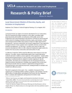 Institute for Research on Labor and Employment  Research & Policy Brief Number 34 – MayLocal Government Models of Diversity, Equity, and
