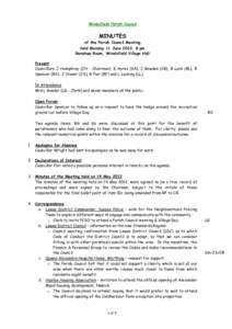 Wivelsfield Parish Council  MINUTES of the Parish Council Meeting held Monday 11 June 2012, 8 pm Renshaw Room, Wivelsfield Village Hall