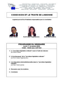 CODECISION ET LE TRAITE DE LISBONNE organisé par les Vice-Présidents responsables pour la conciliation Gianni Pittella  Rodi Kratsa Tsagaropoulou