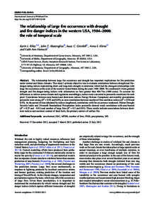 CSIRO PUBLISHING  International Journal of Wildland Fire http://dx.doi.org[removed]WF12149  The relationship of large fire occurrence with drought