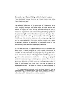 “Unexampled eyes”: Epochal Old Age and the Geological Imaginary Pascale McCullough Manning (University of Wisconsin Oshkosh) and Andrea Charise (University of Iowa)* The nineteenth century was an age preoccupied by c