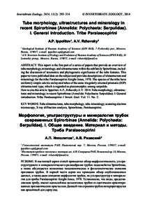 Invertebrate Zoology, 2014, 11(2): 293–314  © INVERTEBRATE ZOOLOGY, 2014 Tube morphology, ultrastructures and mineralogy in recent Spirorbinae (Annelida: Polychaeta: Serpulidae).