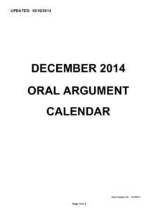 UPDATED: [removed]DECEMBER 2014 ORAL ARGUMENT CALENDAR