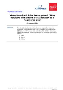WORK INSTRUCTION  View/Search All Solar Pre-Approval (SPA) Requests and Extend a SPA Request as a Registered User <Document Id.>