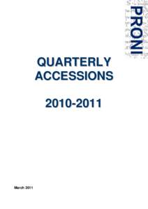 QUARTERLY ACCESSIONSMarch 2011