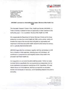 Australian Research Centre in Sex, Health & Society Health Act Review Draft Policy Paper