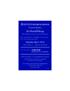 E 2015 ECK Springtime Seminar  Featured Speaker Sri Harold Klemp The Mahanta, the Living ECK Master