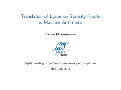 Translation of Lyapunov Stability Proofs  to Machine Arithmetic