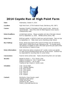 2014 Coyote Run at High Point Farm Date: Wednesday, October 8, [removed]Location: