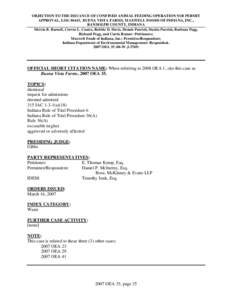 OBJECTION TO THE ISSUANCE OF CONFINED ANIMAL FEEDING OPERATION NOI PERMIT APPROVAL, LOG #6443, BUENA VISTA FARMS, MAXWELL FOODS OF INDIANA, INC., RANDOLPH COUNTY, INDIANA Melvin B. Barnell, Corvin L. Coates, Robbie D. Da